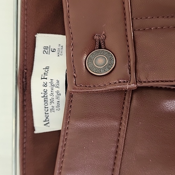 Abercrombie & Fitch size 28 Vegan Leather Brown Pants - Picture 8 of 9
